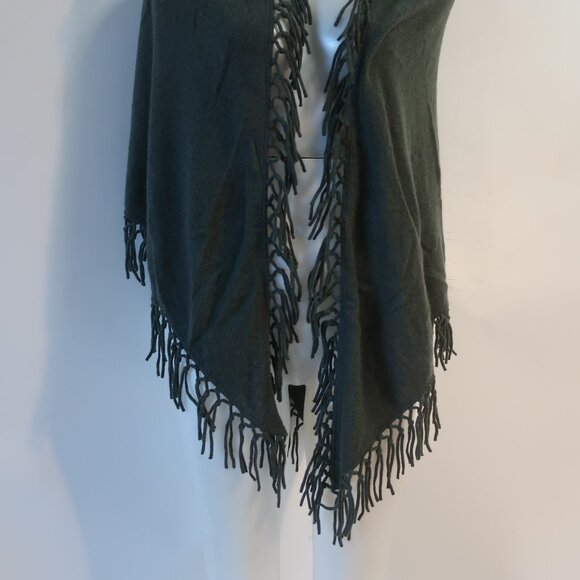 NWT Womens Minnie Rose Army Green Fringed Pure Cashmere Scarf Wrap Shawl OS - Picture 2 of 9